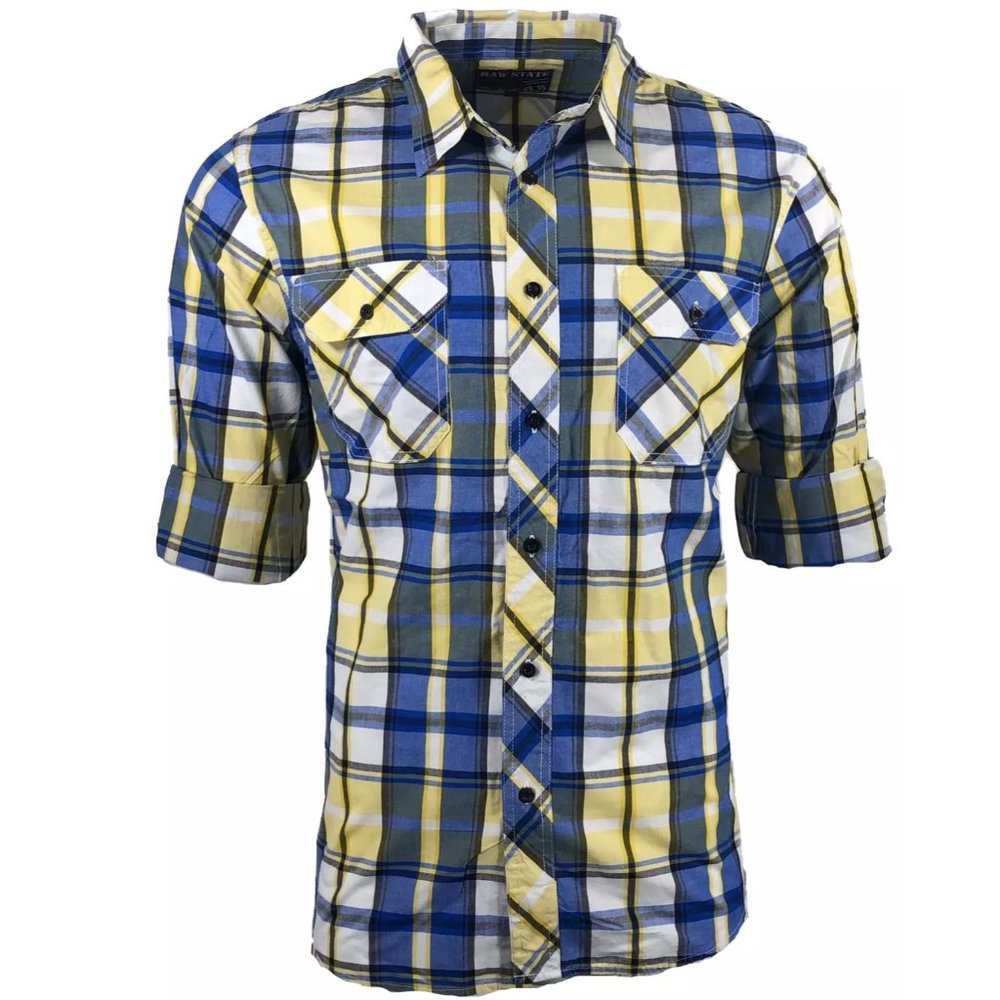 RAW STATE AFFLICTION Men's Button Down Shirt Long Sleeve